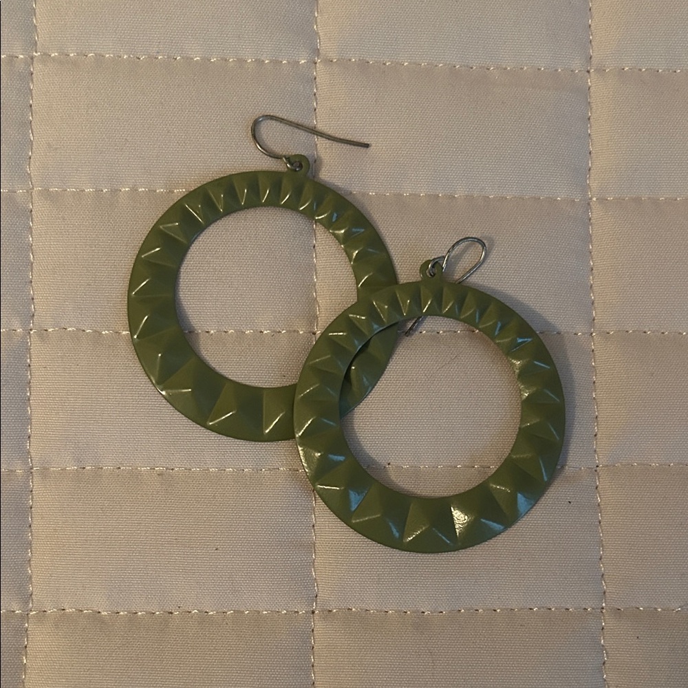 Green Geometric Hoop Earrings NEW!